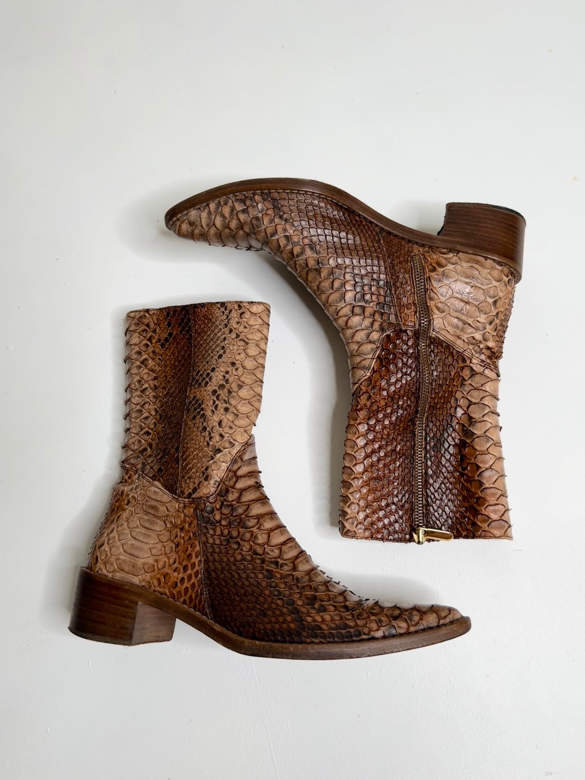 Stivali in pitone vintage Volponi-Made in Italy