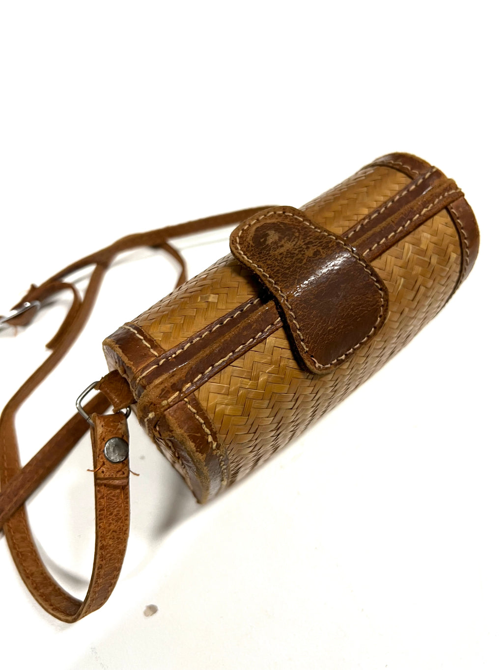 Mini bag in paglia e pelle anni ‘70