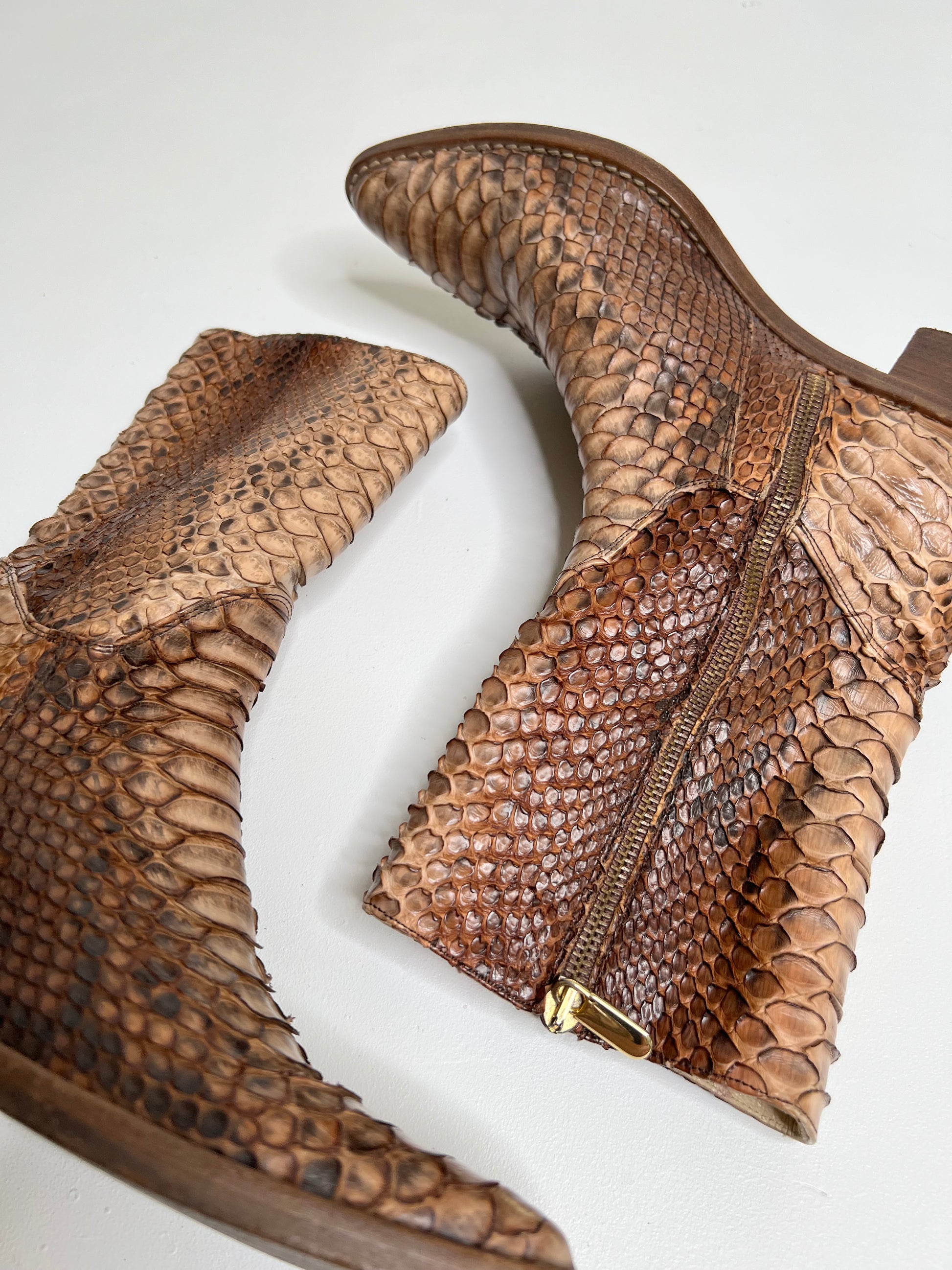 Stivali in pitone vintage Volponi-Made in Italy