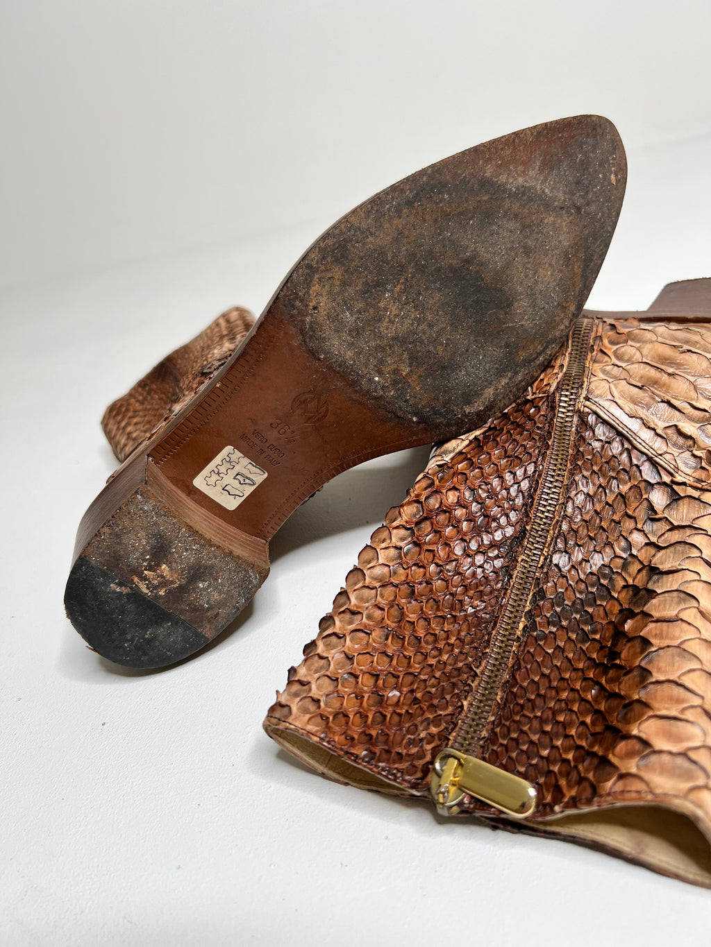 Stivali in pitone vintage Volponi-Made in Italy