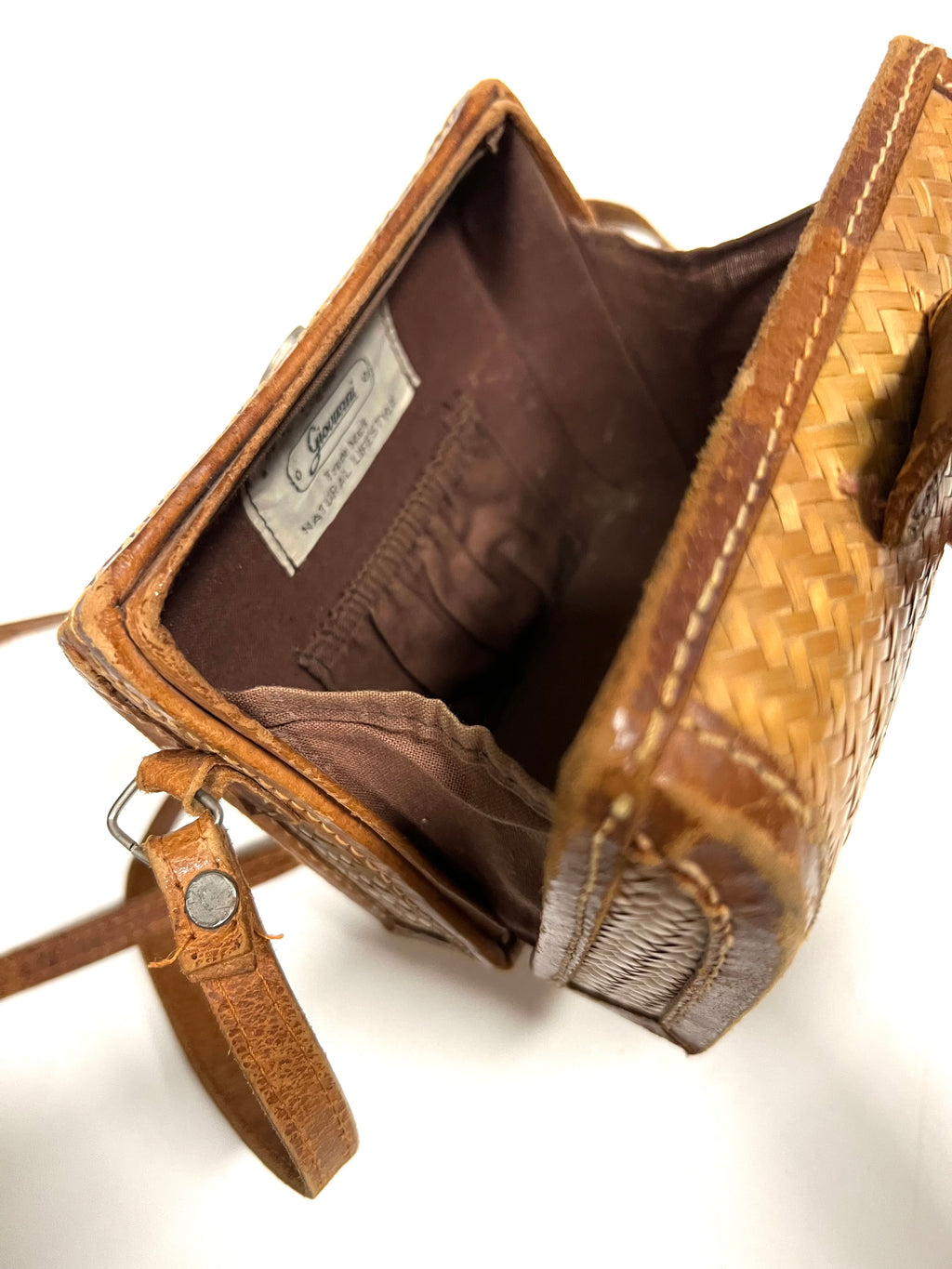 Mini bag in paglia e pelle anni ‘70