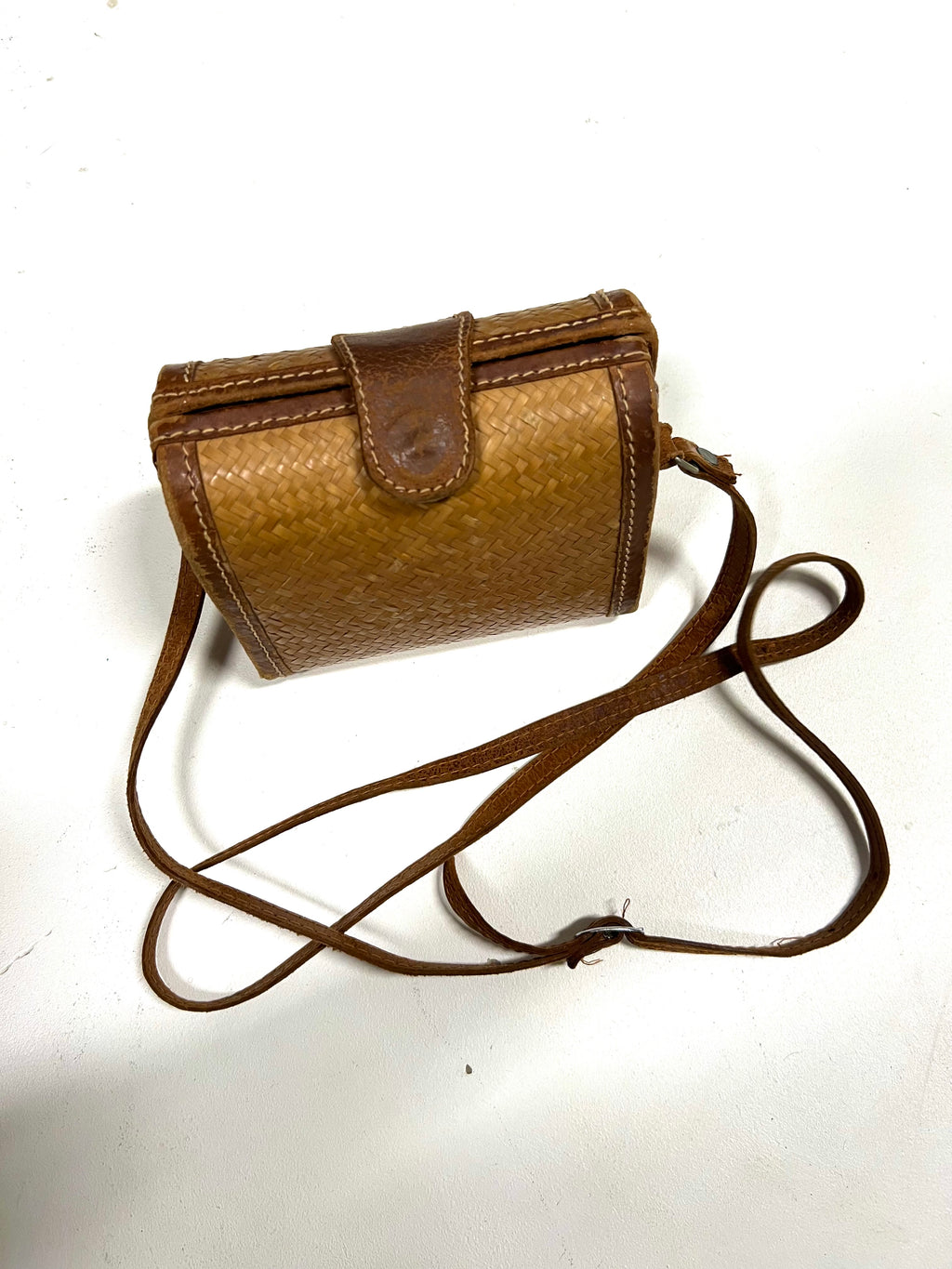 Mini bag in paglia e pelle anni ‘70