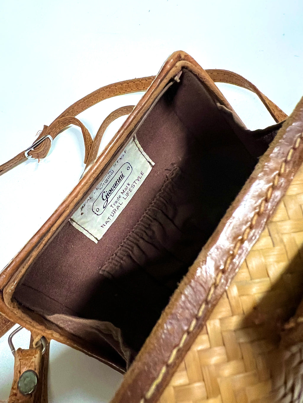 Mini bag in paglia e pelle anni ‘70