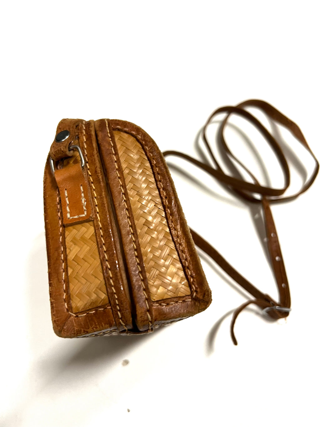 Mini bag in paglia e pelle anni ‘70