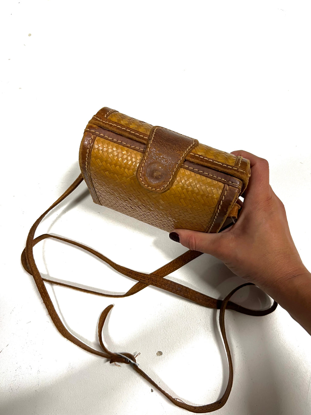 Mini bag in paglia e pelle anni ‘70