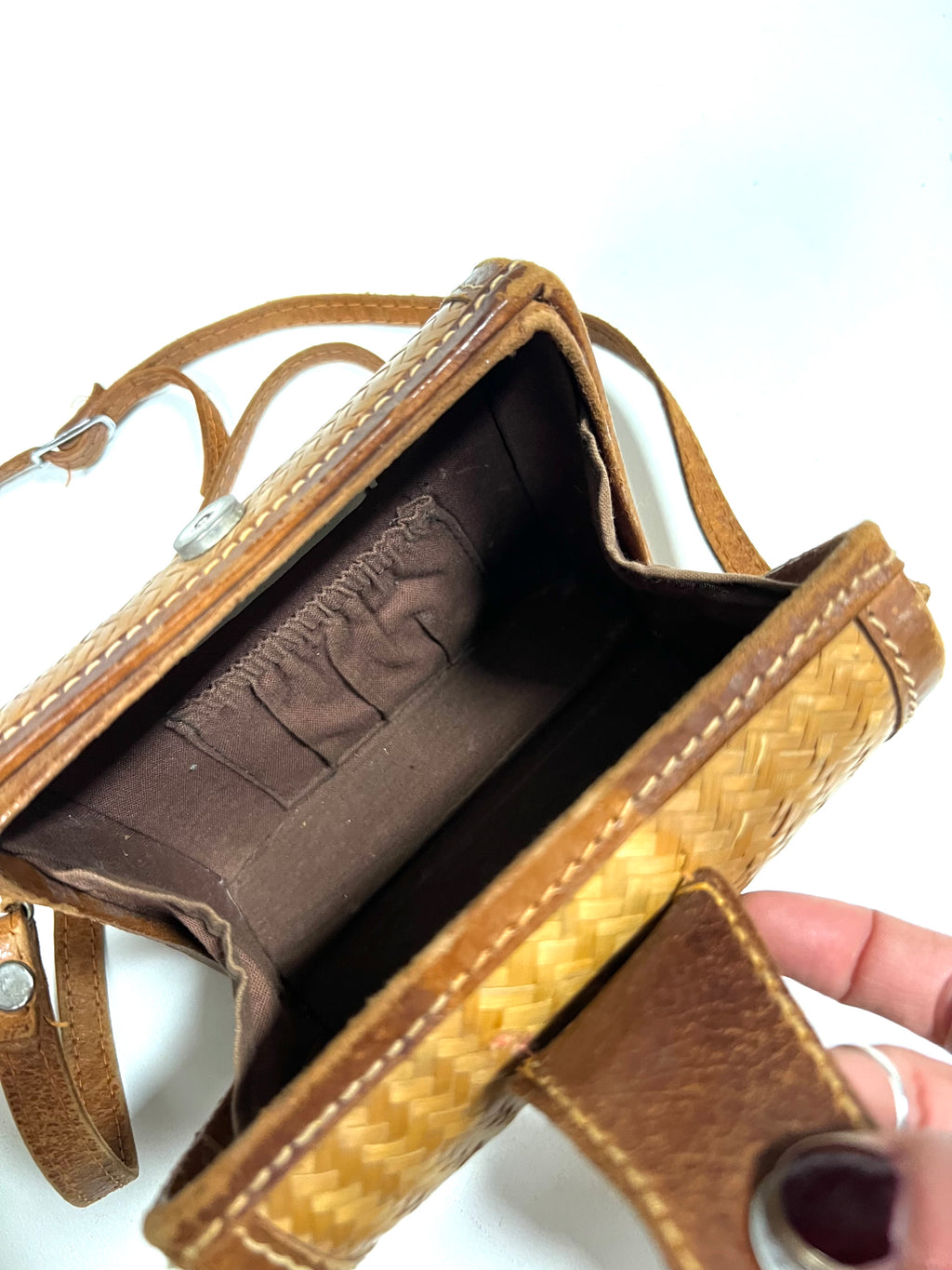 Mini bag in paglia e pelle anni ‘70
