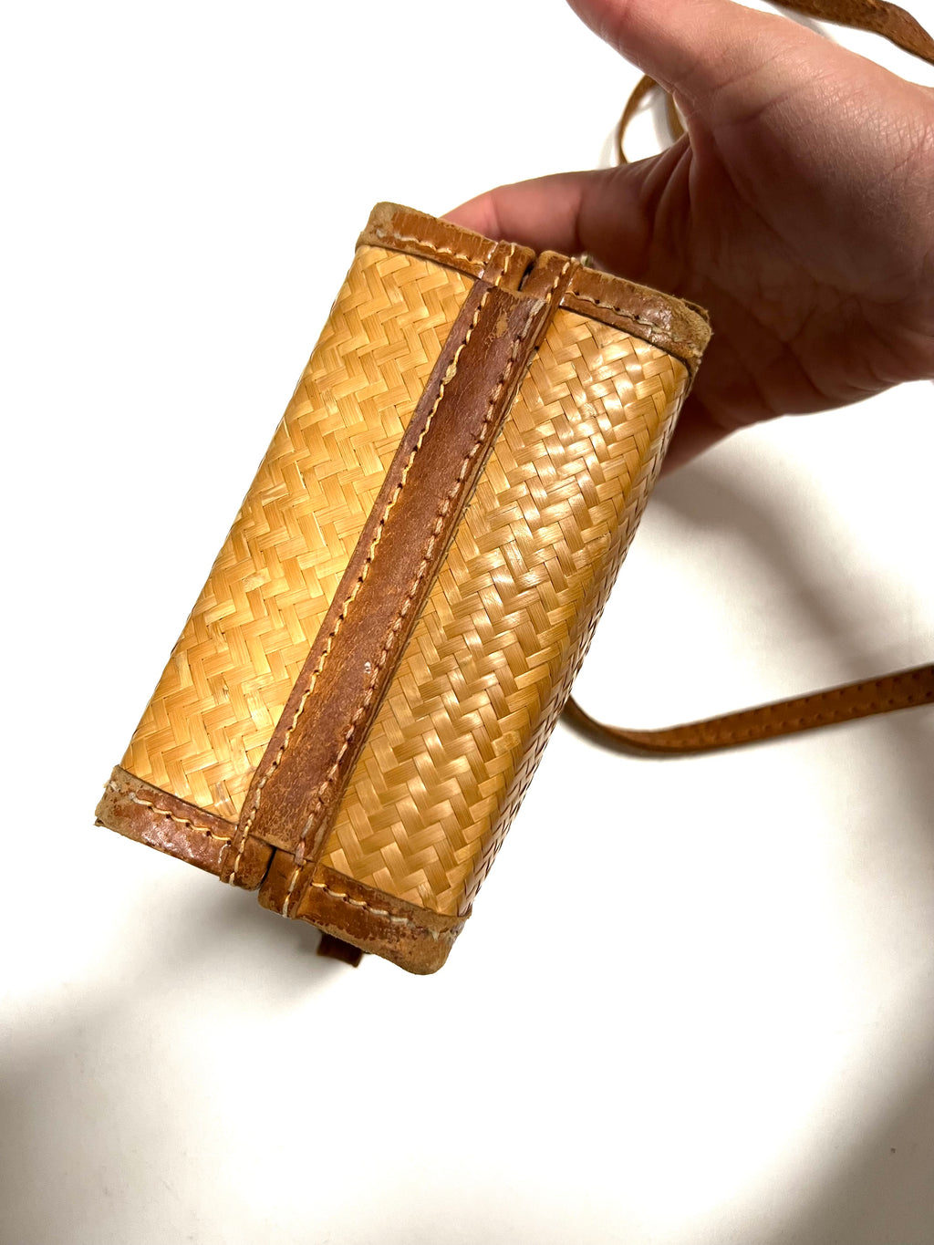 Mini bag in paglia e pelle anni ‘70