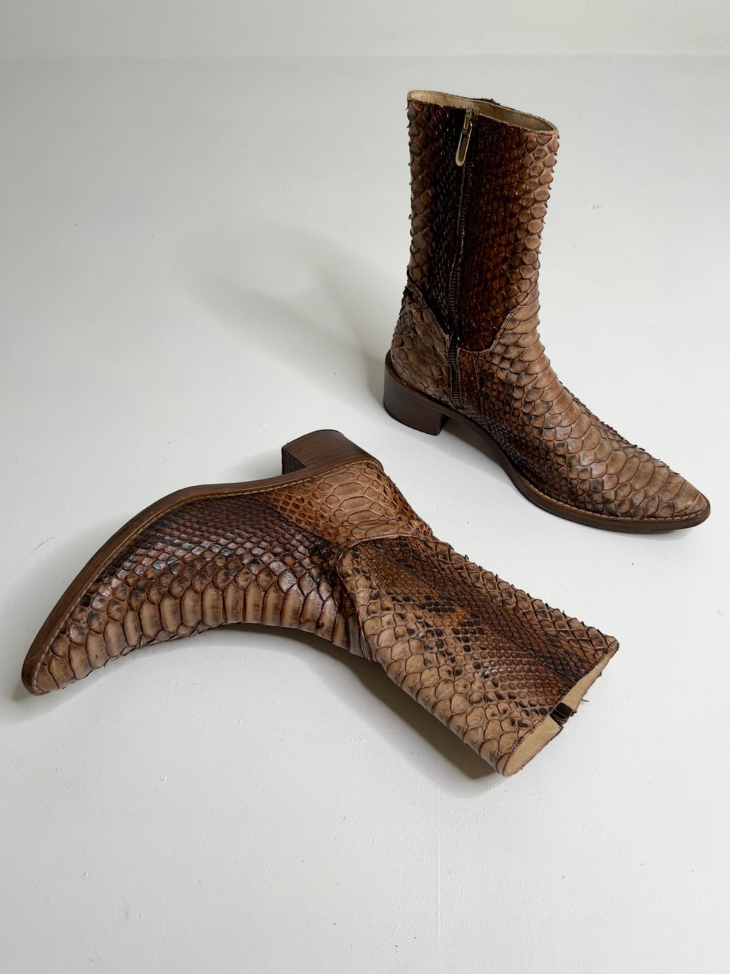 Stivali in pitone vintage Volponi-Made in Italy